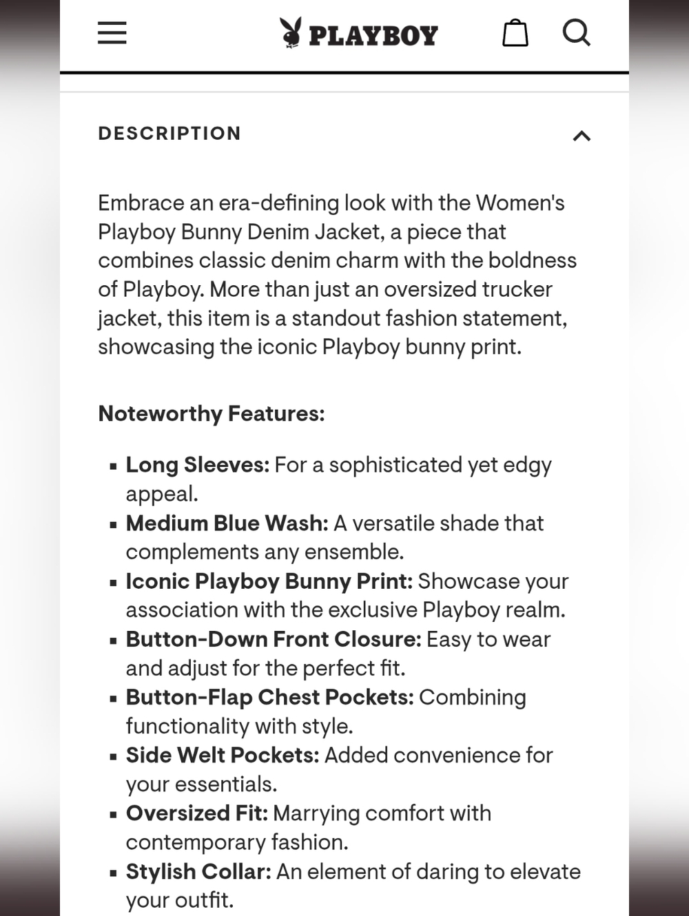 🆕️ PLAYBOY X PACSUN Blue Denim Jacket with White Bunny Print sz xs/s - Picture 6 of 7
